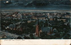 Bird's-Eye View at Night Lincoln, NE Postcard Postcard Postcard