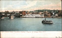 Hudson River, Steamboat Landing, Congress St. Bridge Troy, NY Postcard Postcard Postcard