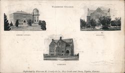 Observatory, Library, and Chapel Washburn University Postcard