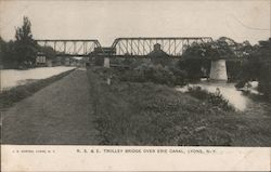R. S. & E. Trolley Bridge Over Erie Canal Postcard