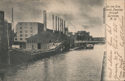 On the Erie Canal, Passing through Syracuse New York Postcard Postcard 