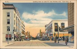 Looking East on Lake St. from Harlem Ave. Postcard