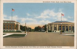 Seventeenth Street, South from Main Street, Parsons, Kansas Postcard