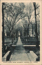 Campus Scene, Baker University Postcard