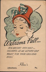 Kline’s, Welcome Fall in a Bright New Hat… Postcard