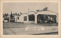 Gas Station with Midnight Service - Roy Sheets Proprietor Postcard