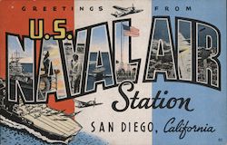 Greetings From U.S. Naval Air Station San Diego, CA California Postcard Postcard Postcard