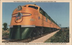 North Western's Famous Streamliner 400 Trains, Railroad Postcard Postcard Postcard
