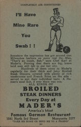 Mader's German Restaurant - I'll Have Mine Rare you Swab! Postcard