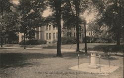 Sun Dial and Library, De Pauw University Postcard