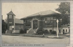 Public Library and Nazarene Church Postcard