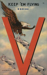 Keep 'Em Flying - V is for Victory Postcard