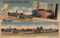 Dan Jones Motor Court - One Mile South of Bridge Jacksonville, FL Postcard Postcard Postcard