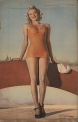 Blonde Haired Woman in Bathing Suit Postcard