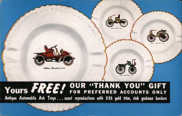 Yours Free! 22K Gold Trimmed ANTIQUE AUTOMOBILE ASH TRAYS - Rhodes Jewelers Los Angeles California