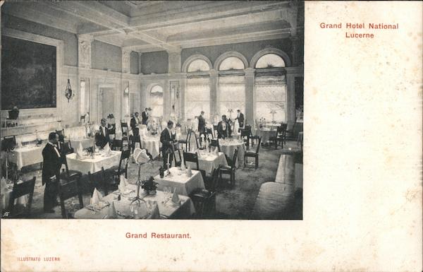 Grand Dining Room, Grand Hotel National Lucerne Switzerland