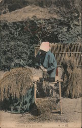 Separating grain from stalk Postcard