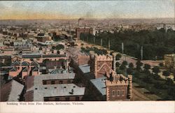 Looking West from Fire Station Postcard