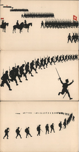 Set of 3: Swiss WWI Soldiers, Silhouettes