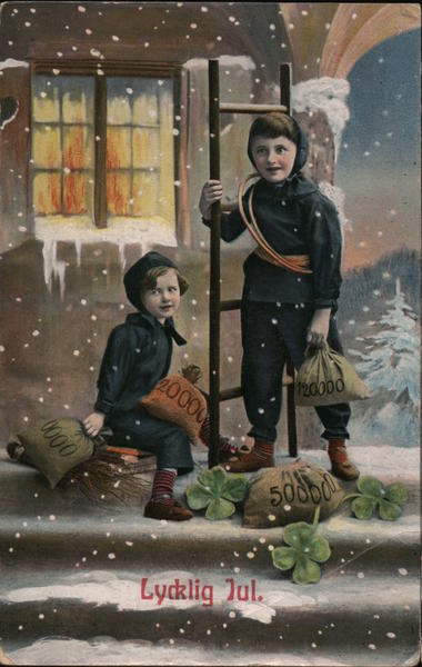 Lychlig Jul. - Two Childs in the Snow Children