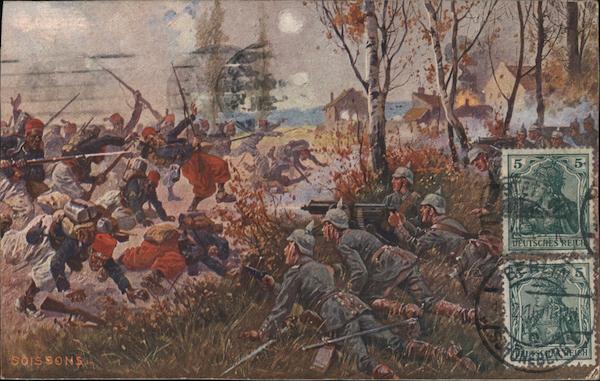 Soissons - Men Fighting in a War Germany World War I