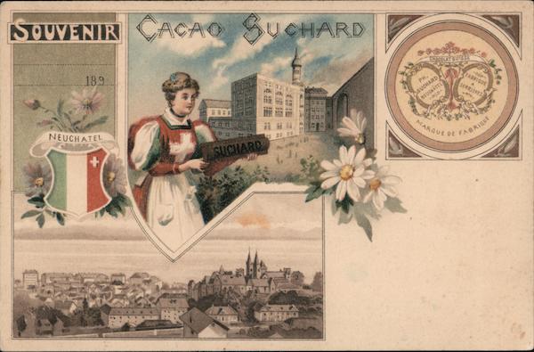 Cacao Suchard - A Woman Holding a Plate Neuchatel Advertising