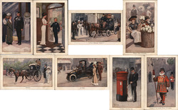 Set of 8: British People Series 1072 Postcard