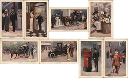 Set of 8: British People Series 1072 England Ernest Ibbetson Postcard Postcard Postcard