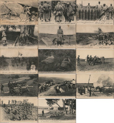 Lot of 14: French WWI Scenes, Soldiers, Army Postcard