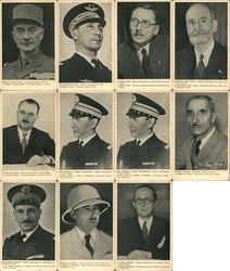 Lot of 11: French Military Officers & Politicians WWI / WWII Postcard