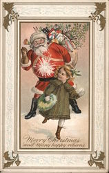 Merry Christmas and Many Happy Returns Santa Claus Postcard Postcard Postcard