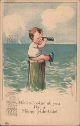 Here's Lookin' at You For a Happy Yule-Tide Charles Twelvetrees Postcard Postcard Postcard