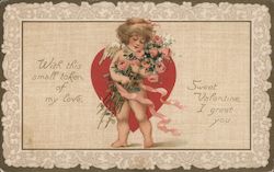 With This Small Token Of My Love, Sweet Valentine I Greet You Cupid Postcard Postcard Postcard