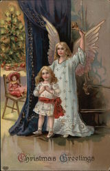 Christmas Greetings Angels Postcard Postcard Postcard