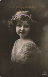 A Happy Birthday - Photo of a Young Girl Postcard