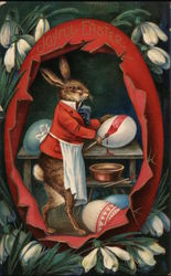 Joyful Easter - Bunny Painting Eggs Postcard