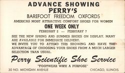 Advance Showing Perry's Barefoot Freedom Oxfords Chicago, IL Postcard Postcard Postcard