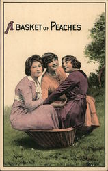 A Basket of Peaches - Three Women in a Basket Postcard