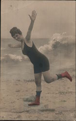 a Woman Posing in the Beach Postcard