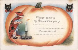 Please Come To My Hallowe'en Party Halloween Postcard Postcard Postcard