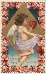 Cupid Carrying Hearts Postcard