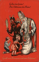 Santa Claus and Krampus Postcard