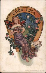 Good Luck Fairy in Horse Shoe Postcard