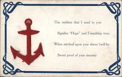 Emblem of Hope and Friendship: Embroidered Red Anchor Patch Postcard Postcard Postcard