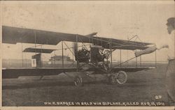 William Badger, Flying a Baldwin Biplane Postcard