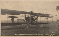 William Badger, Flying a Baldwin Biplane Aviators Postcard Postcard Postcard