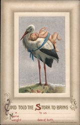 Baby Announcement - Cupid Told the Stork to Bring... Postcard