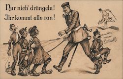 German Political Cartoon - Just Don't Push, You All Come! Postcard