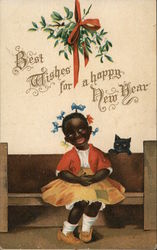 Best Wishes For a Happy New Year - Child Sitting on Bench Children Ellen Clapsaddle Postcard Postcard Postcard