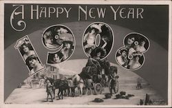 A Happy New Year 1908 Postcard